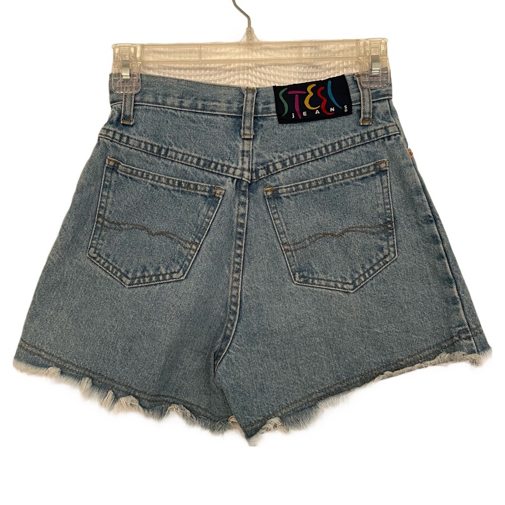 Vintage 80s 90s STEEL Denim Jean Shorts Junior 3 Womens 0 USA Cotton High Waist